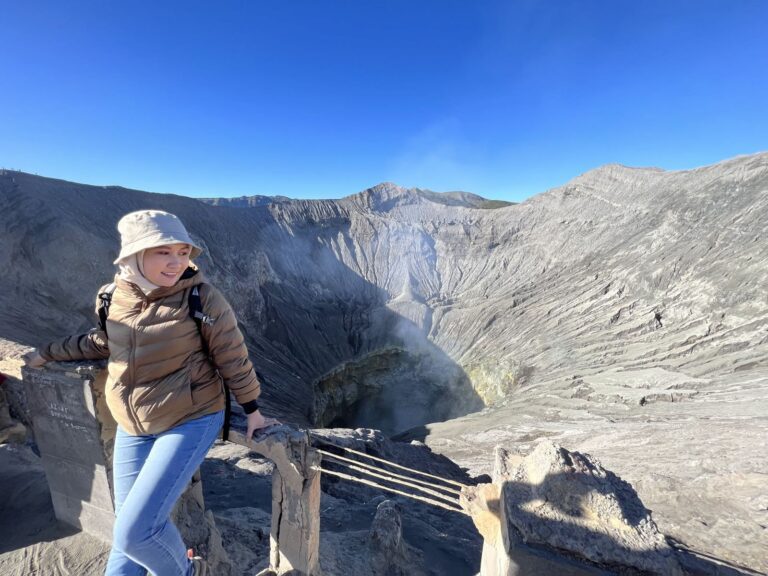 A guest at the rim of the Bromo crater