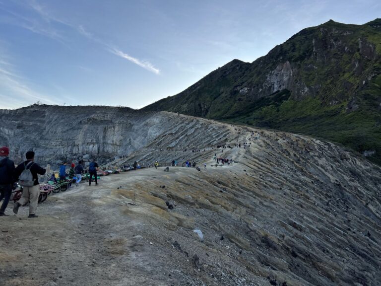 Crater wall and sulfur deposits at Kawah Ijen