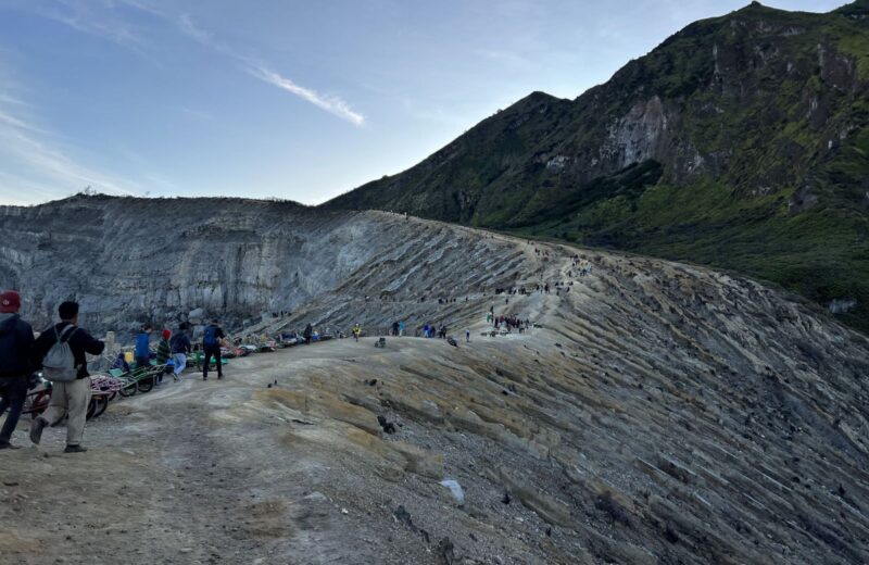 Crater wall and sulfur deposits at Kawah Ijen