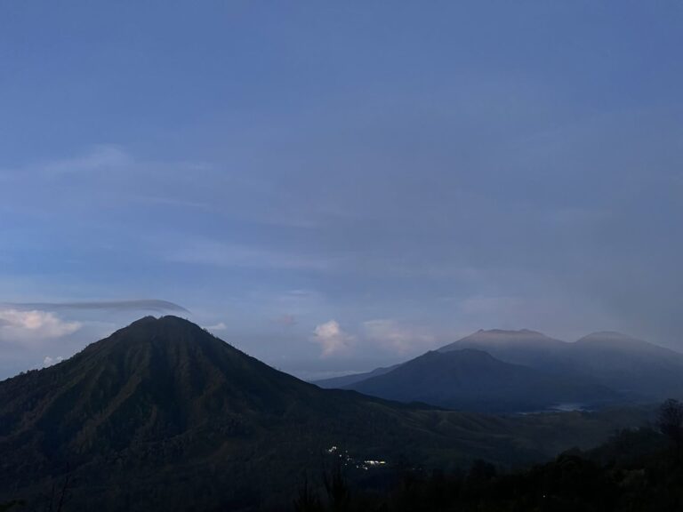 Dawn view of volcano ridges from the Ijen trail