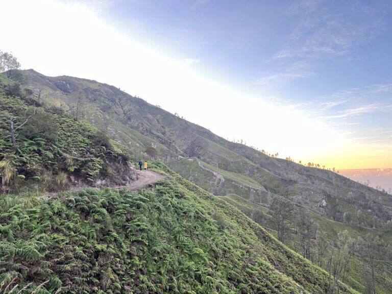 Green ridge of Ijen in the morning light