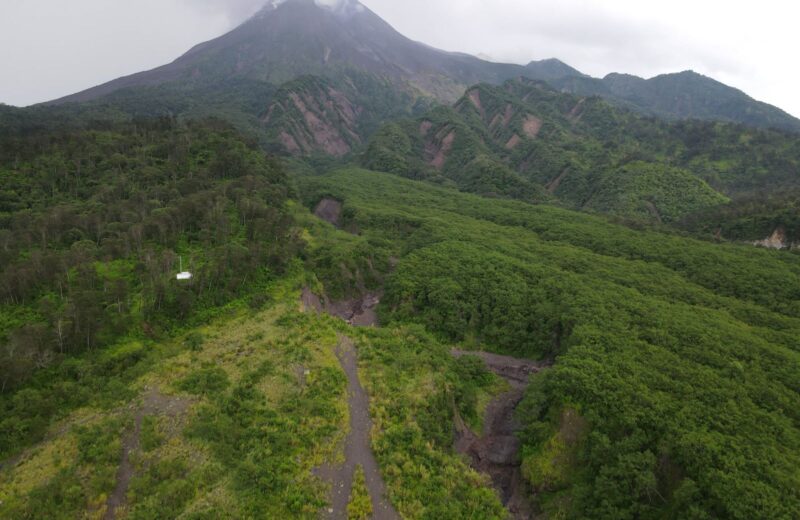 The slopes of Mount Merapi seen from the air